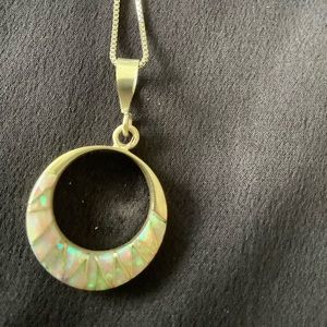 Moonstone necklace silver setting